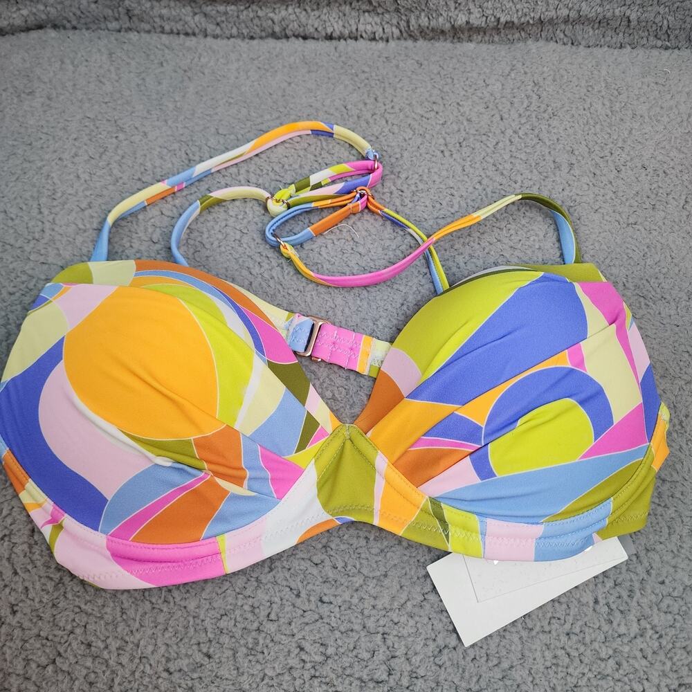 Raisins Juniors Moonshadow Underwire Bikini Top, Multi Color Pastel Large NWT